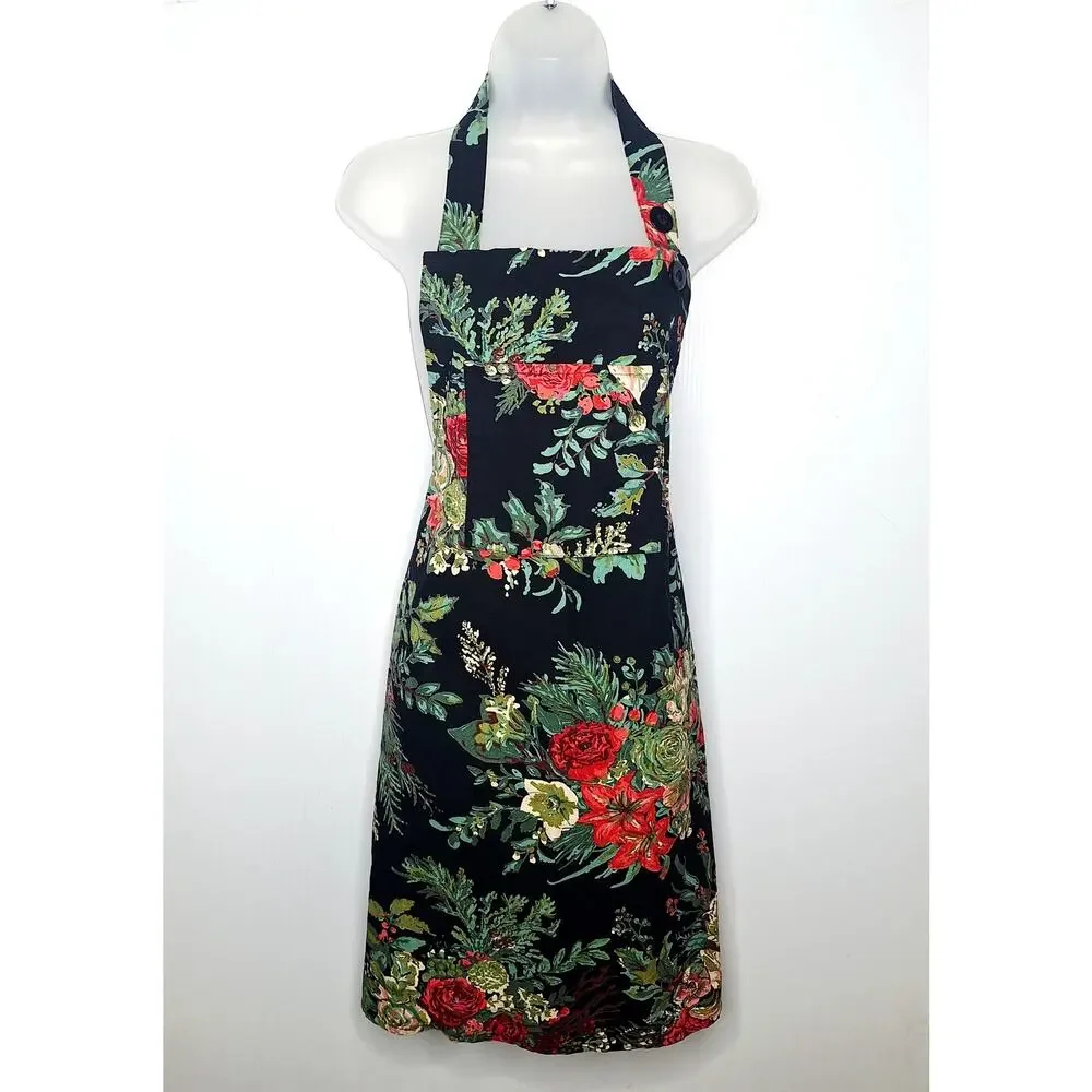 April Cornell Merry Floral Apron Cottagecore Holiday Christmas Cotton Canvas